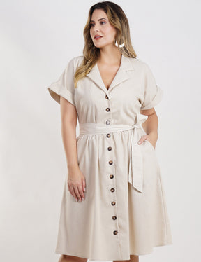 Vestido Asha Curto de Linho Plus Size