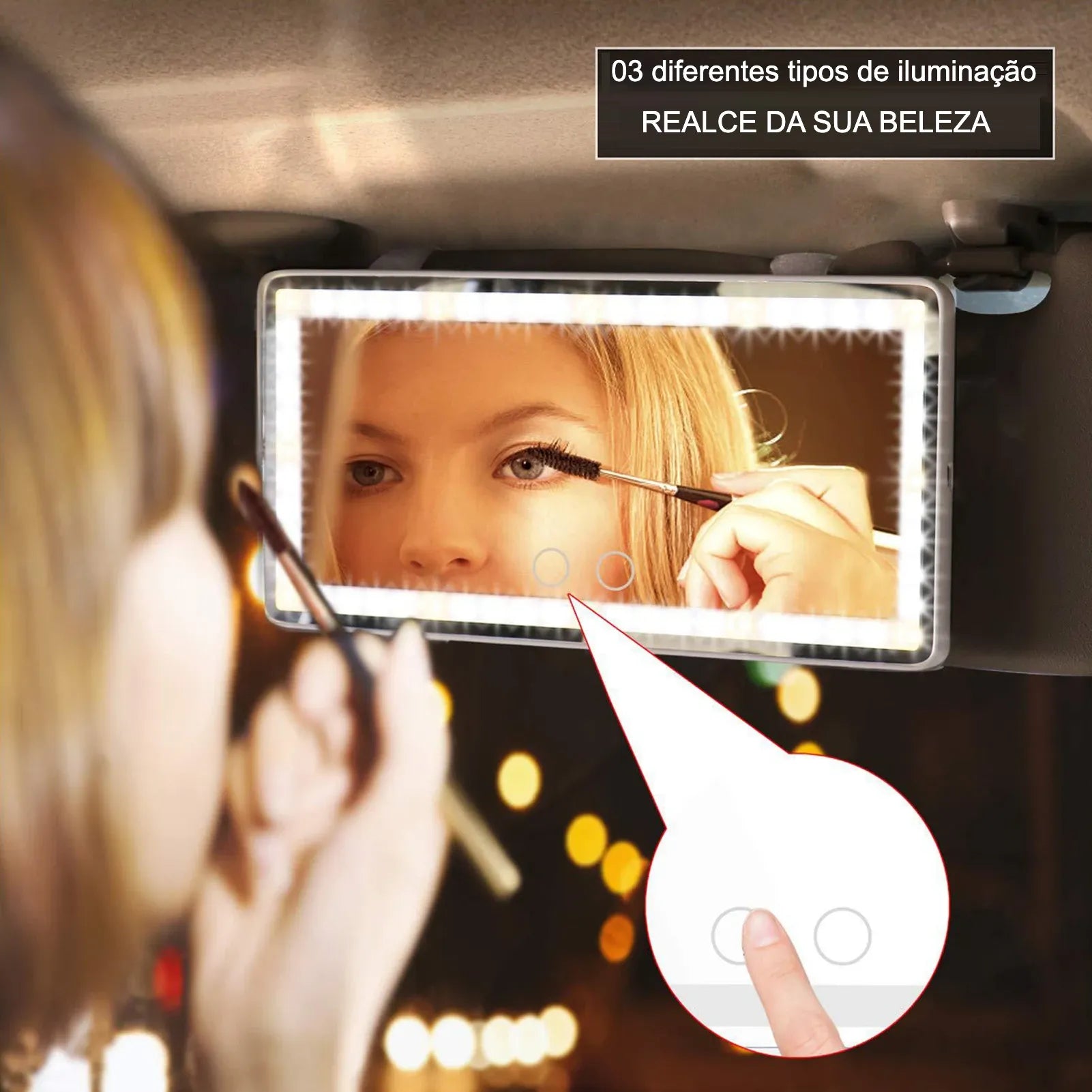 Espelho de Maquiagem LED para Carro MakeUpPRO® + Brinde Exclusivo