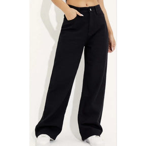 Calça Jeans Feminina Wide Leg Cintura Alta