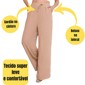 Calça Pantalona Feminina Tecido Duna Tendência 2024