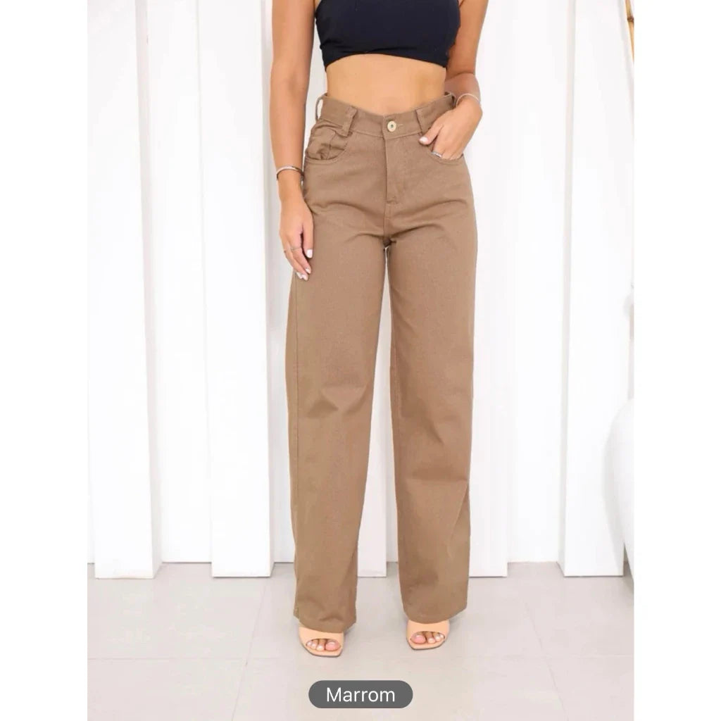 Calça Wide Leg Pantalona Jeans