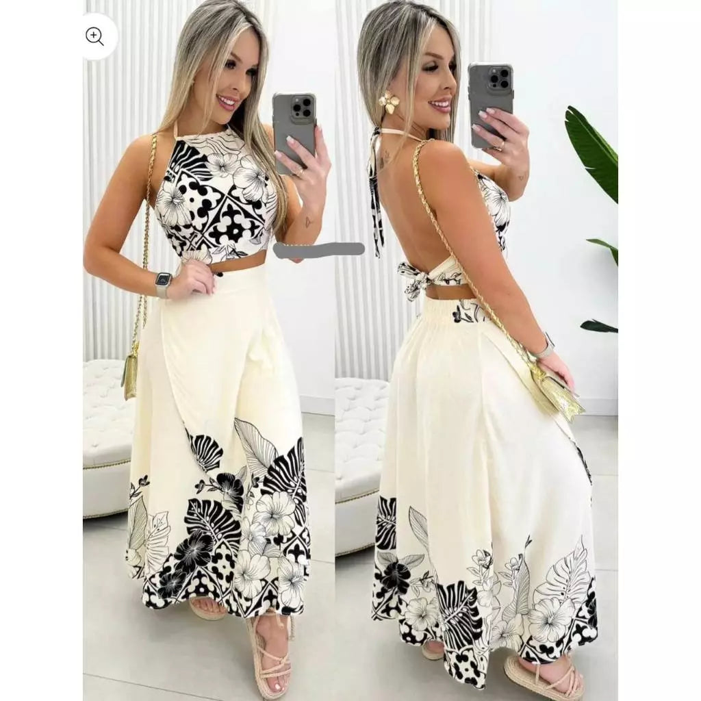 Conjunto Eliette Saia e Cropped