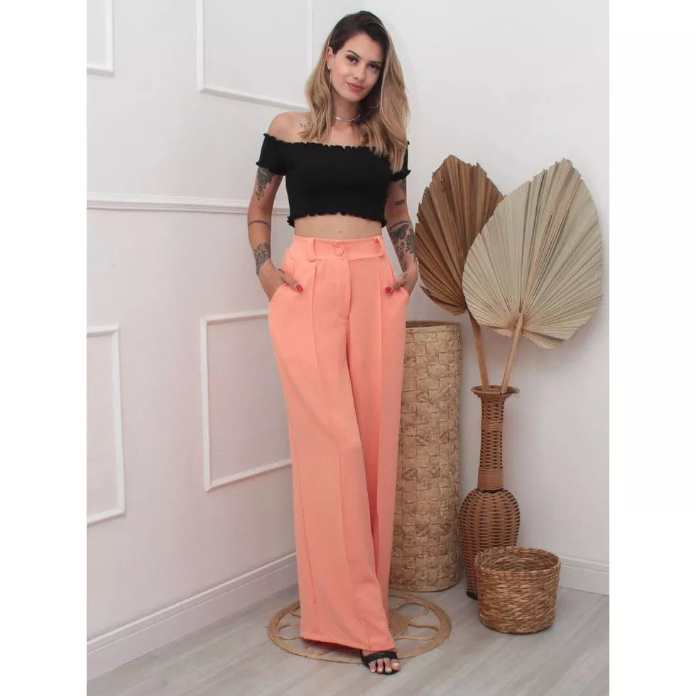 Calça Pantalona Cintura Alta