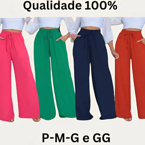 Calça Pantalona Feminina Tecido Duna Tendência 2024