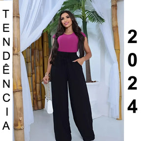 Calça Pantalona Feminina Tecido Duna Tendência 2024